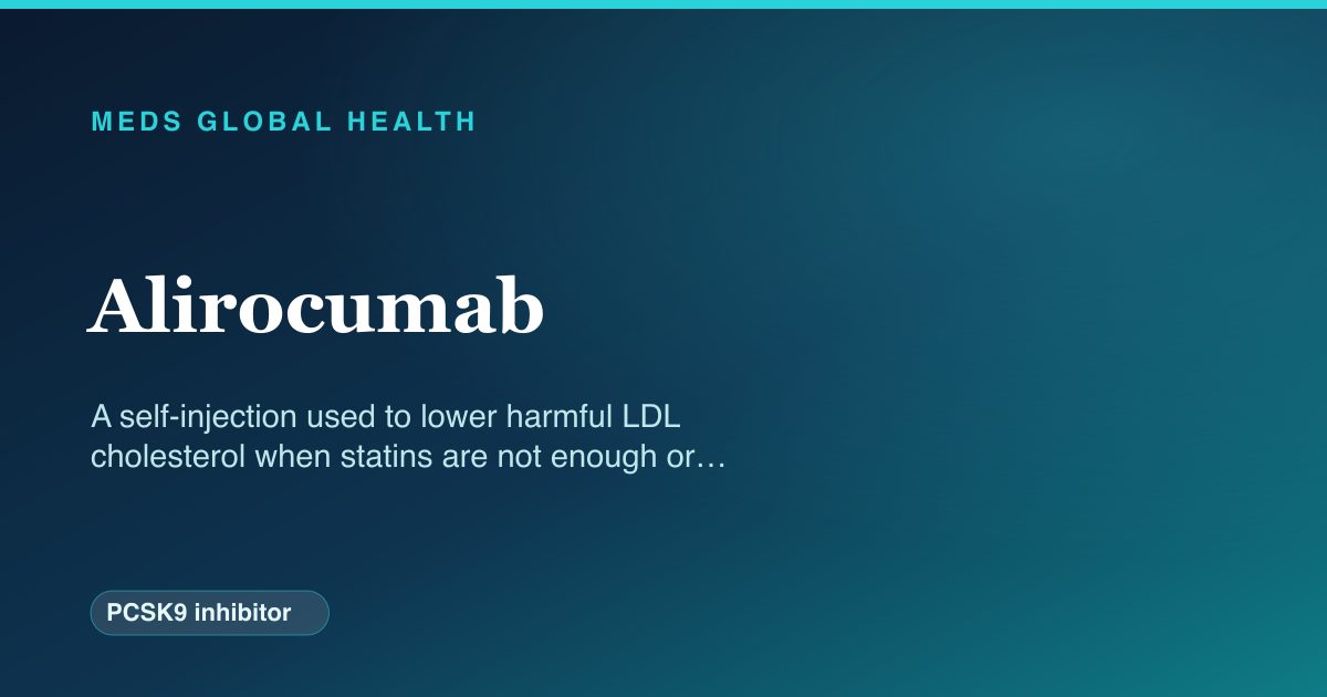 Alirocumab (PCSK9 inhibitor) — Meds Global Health reference card