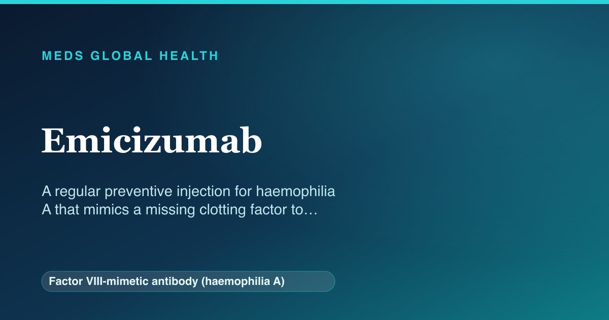 Emicizumab (Factor VIII-mimetic antibody (haemophilia A)) — Meds Global Health reference card