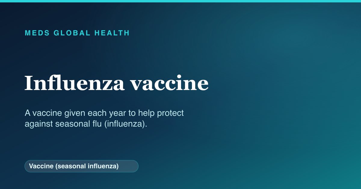 Influenza vaccine (Vaccine (seasonal influenza)) — Meds Global Health reference card