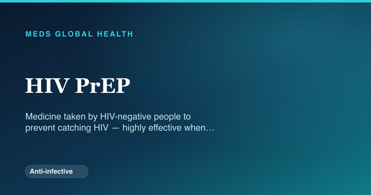 HIV PrEP (Anti-infective) — Meds Global Health drug-class reference