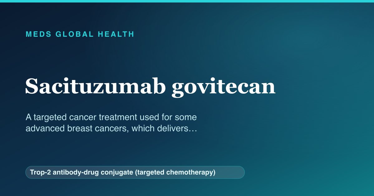 Sacituzumab govitecan (Trop-2 antibody-drug conjugate (targeted chemotherapy)) — Meds Global Health reference card