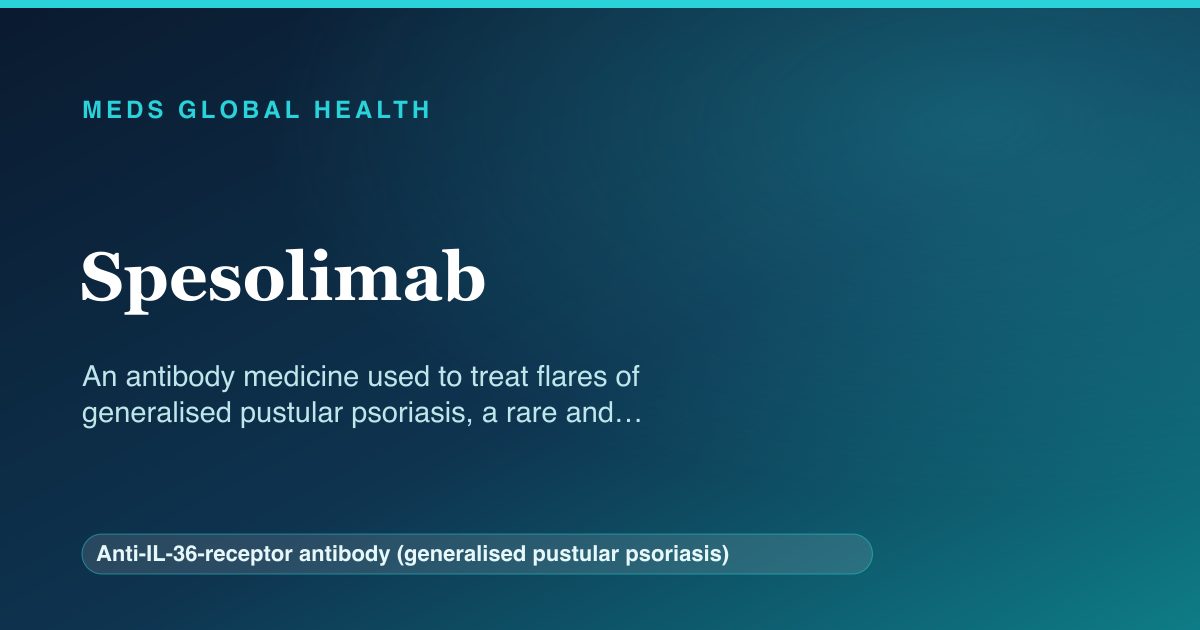 Spesolimab (Anti-IL-36-receptor antibody (generalised pustular psoriasis)) — Meds Global Health reference card