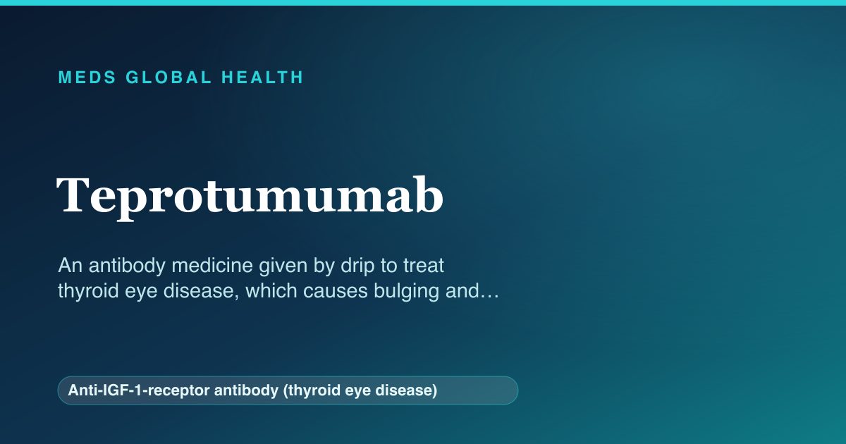 Teprotumumab (Anti-IGF-1-receptor antibody (thyroid eye disease)) — Meds Global Health reference card